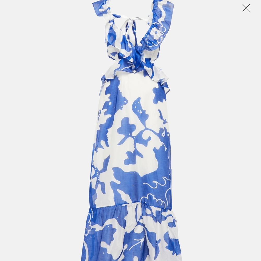 SIR The Label Vivi Frill Maxi Dress. Blue and White print - size 1 - US Small